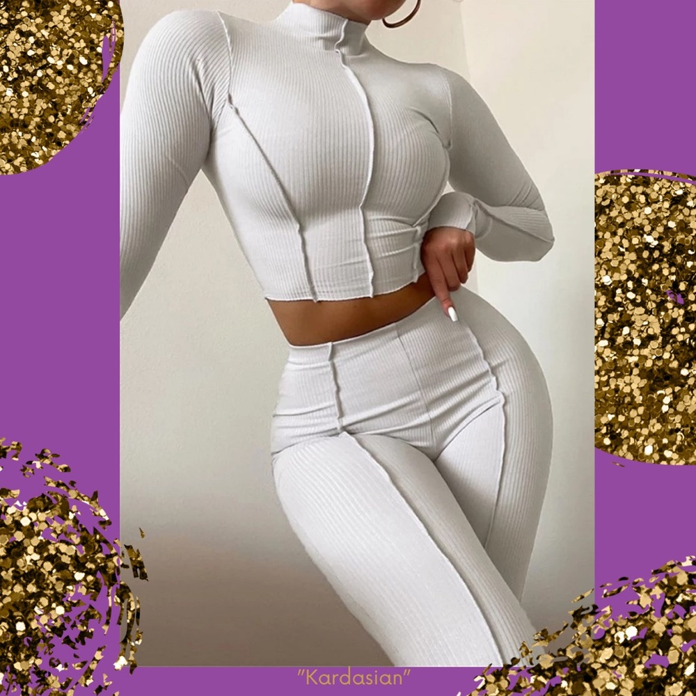 Hot new women’s knit ribbed long sleeve matching set - Picture 5 of 5
